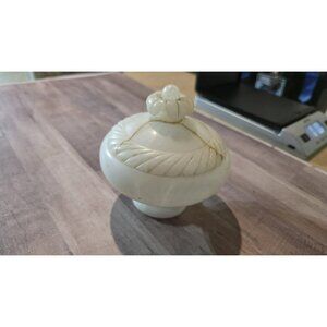 Antique Trinket Jar Decorative Pot Dish with Lid Chinese Hand Carved Dish